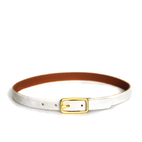 Mini Basic Buckle Choker -- Arctic White Leather Choker