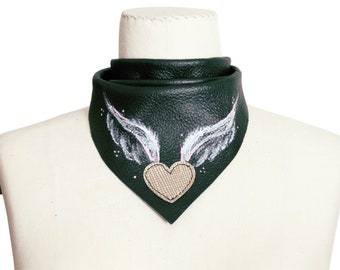 Winged Heart Leather Bandana