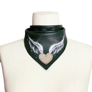 Winged Heart Leather Bandana