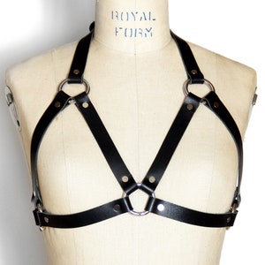 FLAWED Power Bra Harness -- Black Leather Chest Harness