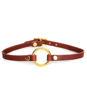 Mini O-Ring Choker -- Chestnut Leather Choker