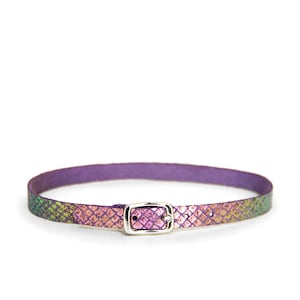 Mini Basic Buckle Choker -- Mermaid Scale Leather