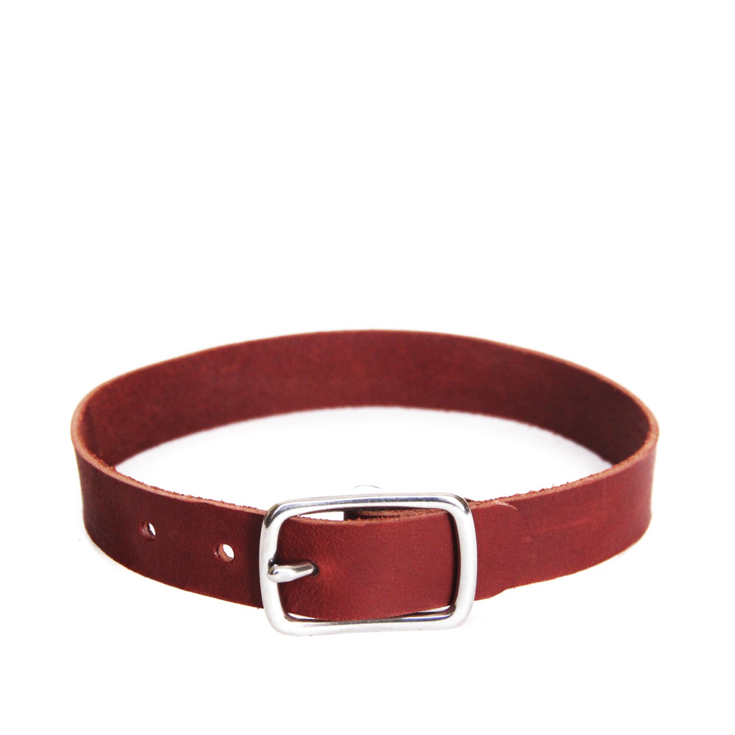 Basic Buckle Choker Chestnut Leather Choker - Etsy