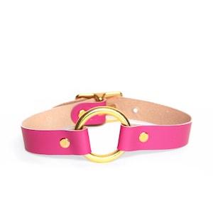 O-Ring Choker -- Hot Magenta Leather Choker