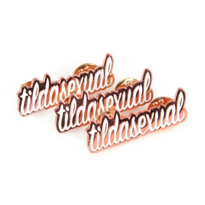 tildasexual pin Tilda Swinton Fan Copper & White Enamel Pin image 2