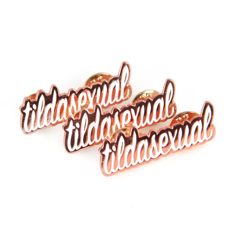 tildasexual pin Tilda Swinton Fan Copper & White Enamel Pin image 2