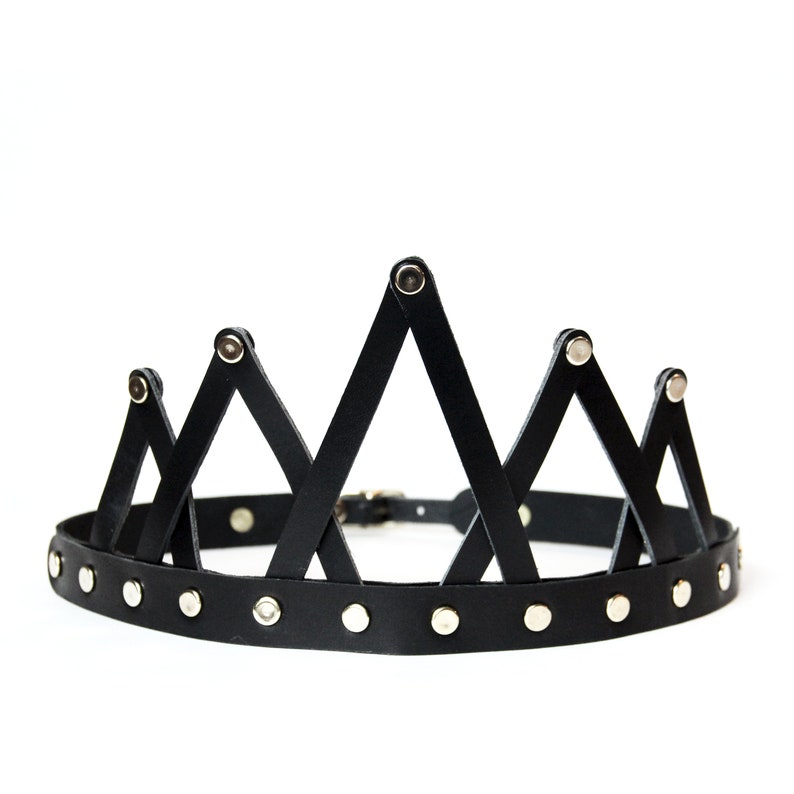 Skeletal Leather Crown Black Leather Crown