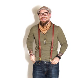 Leather Suspenders (Y-back style) -- Chestnut Leather Suspenders