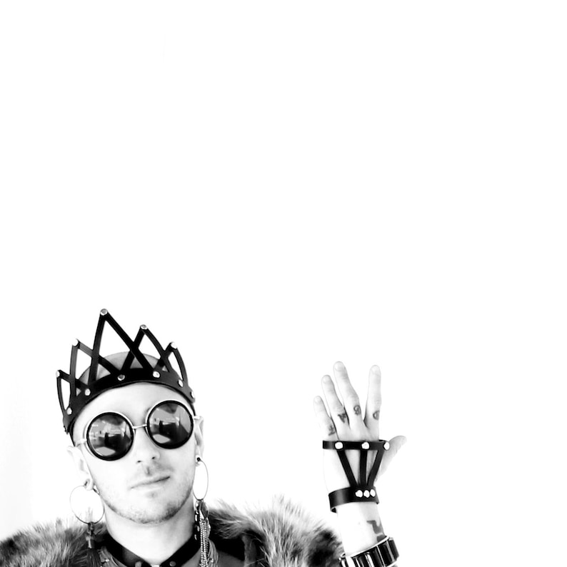 Skeletal Leather Crown Black Leather Crown