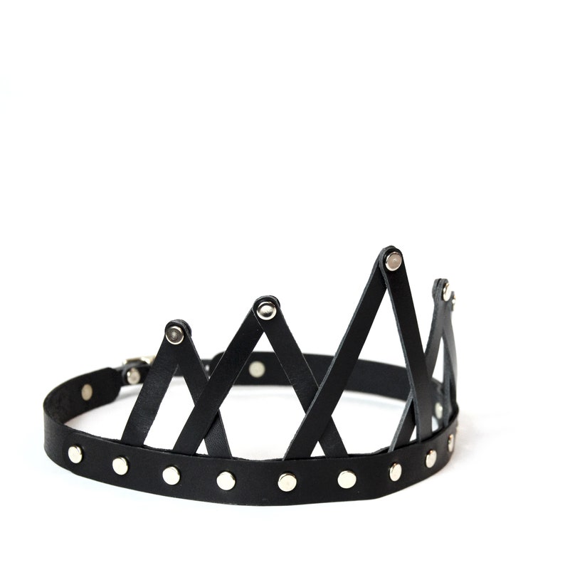 Skeletal Leather Crown Black Leather Crown