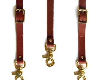 Hoss Women’s Brown Leather-Trim Suspenders with Metal Clips Olive Linen Women main image 2