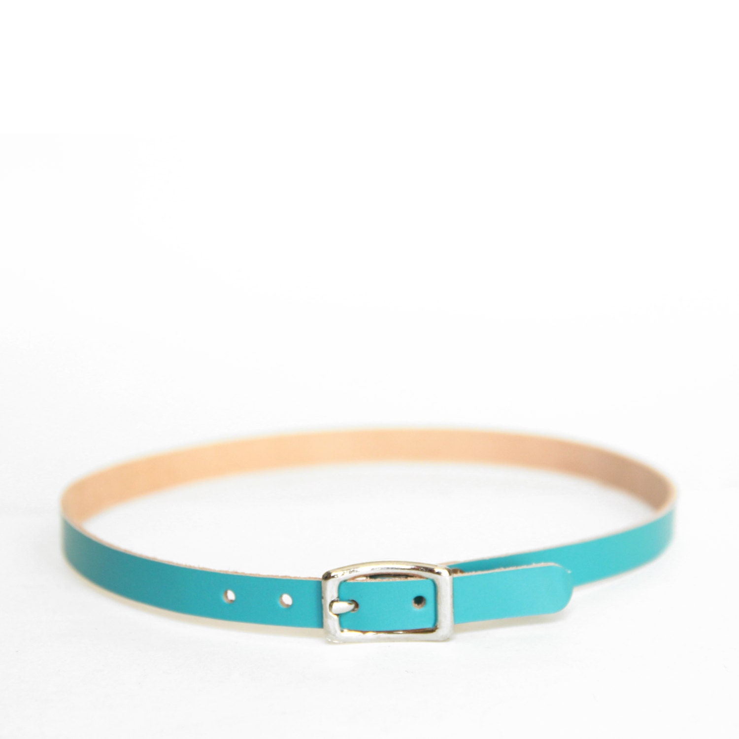 Mini Basic Buckle Choker Teal Leather Choker | Etsy