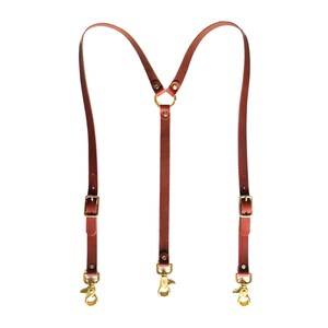 Leather Suspenders Y-back style Chestnut Leather Suspenders image 3