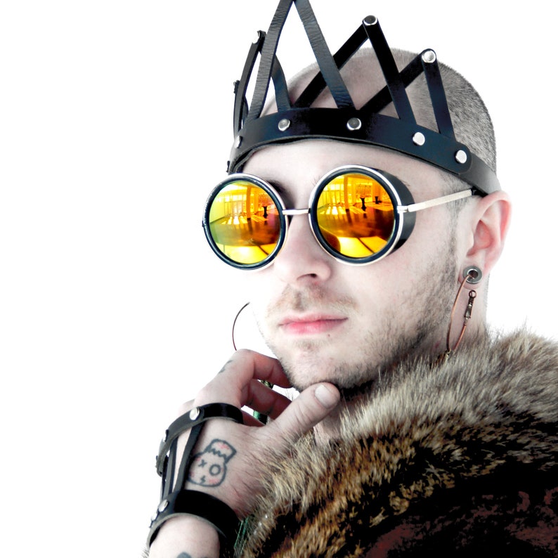 Skeletal Leather Crown Black Leather Crown