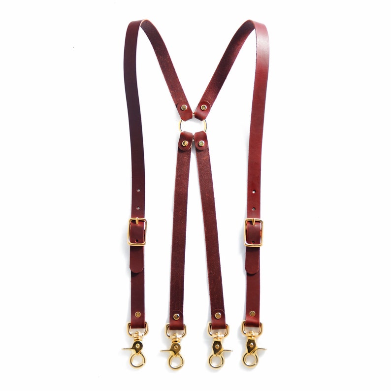 Leather Suspenders xback Style Chestnut Leather Etsy