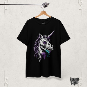 Unisex Tee - Unicorn, Gothic, Alternative, Spooky, Creepy, Zombie Shirt, Halloween Shirt, Cute Unicorn Shirt, Dark Fantasy, Cursed Lines