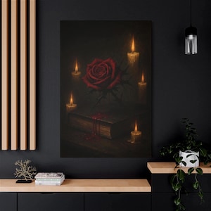 Gothic Rose Canvas Art: Dark Romantic Home Decor - Cursed Lines