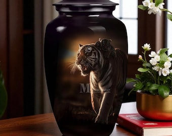 Custom Tiger Memorial Urn Unique Keepsake Cremation Urn Personalized Tribute Urn for Ashes Animal Lover Gift Pet Urn Box Ashes Box for human