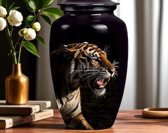 Tiger Cremation Urn Box Wildlife Inspired Funeral Urn for Human Ashes, Unique Memorial Keepsake, Decorative Tribute Animal Urn Box for Human