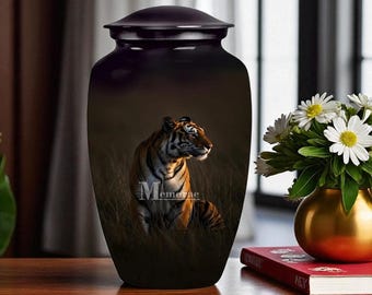 Custom Tiger Memorial Urn Unique Keepsake Cremation Urn Personalized Tribute Urn for Ashes Animal Lover Gift Pet Urn Box Ashes Box for human