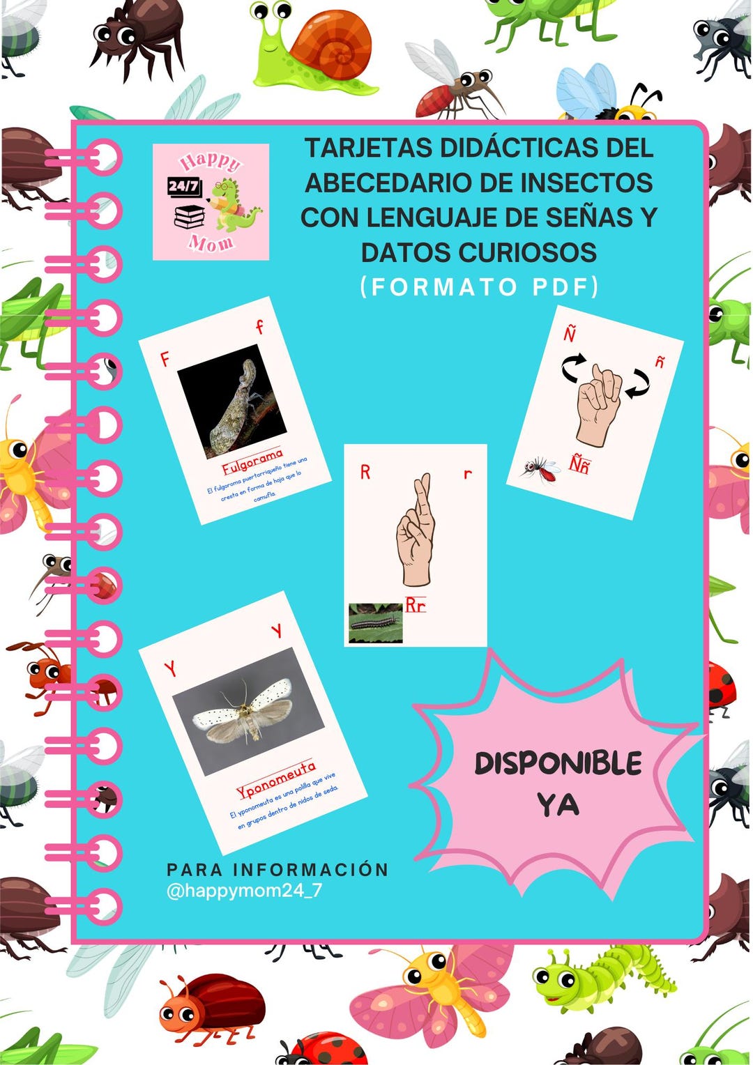 Sign Language Alphabet + Insects | Educational Flashcards in Spanish ...