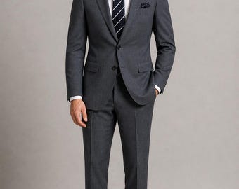Grey Men’s Two Piece Suit – Modern Slim Fit Wedding, Prom & Office Suit