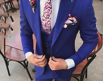 Blue Three-Piece Men’s Suit | Stylish Wedding & Prom Outfit