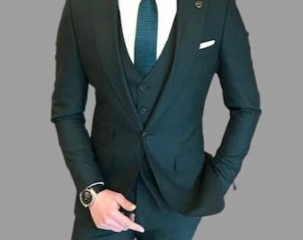 Eleganter grüner 3-teiliger Herrenanzug | Bräutigam & Groomsmen Hochzeitskleidung
