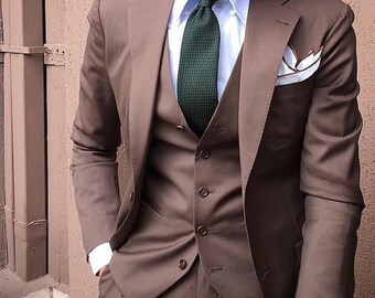 Elegante abito marrone da uomo a 3 pezzi / abito da sposo per matrimonio