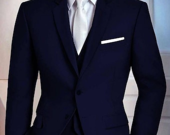 Abito elegante da uomo a tre pezzi blu navy / Abiti da sposa, sposo e formali