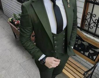 Elegante abito verde da uomo a 3 pezzi / Abito da matrimonio, ballo di fine anno e sposo