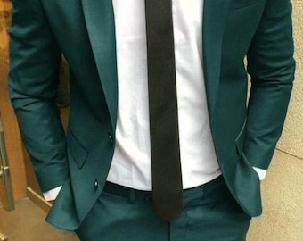 Men's Teal Wedding Suit, Slim Fit Two Piece Suit, Formal Business Suit, Prom & Party Outfit