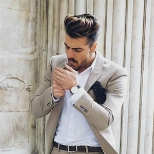 Coffee Cream Slim Fit Two-Piece Suit – Custom Tailored with Surgeon Cuffs Prom, Groom wear and Groomsmen Suits