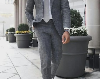 Textured Charcoal Grey Slim Fit Suit - Modern Two-Piece Rayon Suit
