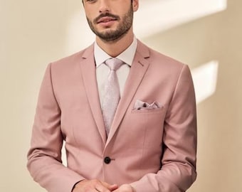 Pfirsichfarbener zweiteiliger Herrenanzug - moderne Hochzeitsmode