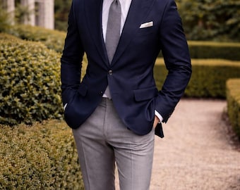 Navy Blazer Grey Trouser Suit for Men