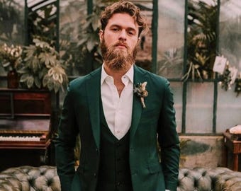Men’s Green 3-Piece Slim Fit Suit | Wedding, Engagement & Groom Attire