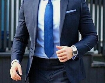 Men’s Navy Two-Piece Suit – Elegant Wedding, Prom & Groom Outfit