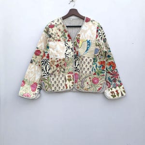 Patchwork Quilted Jackets Cotton Floral Bohemian Style Fall Winter Jacket Coat Streetwear Boho Quilted Reversible Jacket for Women