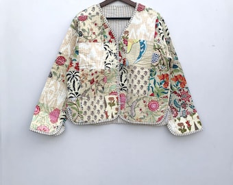 Patchwork Gewatteerde Jassen Katoen Bloemen Bohostijl Herfst Winterjas Jas Streetwear Boho Gewatteerde Omkeerbare Jas voor Vrouwen