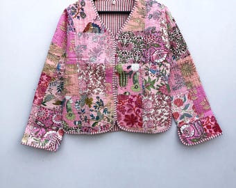 Patchwork Gewatteerde Jassen Katoen Bloemen Bohostijl Herfst Winterjas Jas Streetwear Boho Gewatteerde Omkeerbare Jas voor Vrouwen