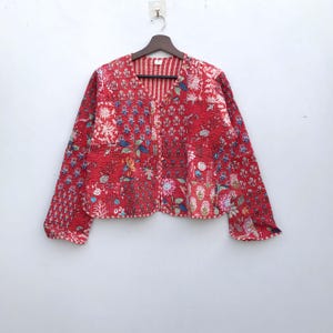 Patchwork Quilted Jackets Cotton Floral Bohemian Style Fall Winter Jacket Coat Streetwear Boho Quilted Reversible Jacket for Women
