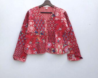 Patchwork Gewatteerde Jassen Katoen Bloemen Bohostijl Herfst Winterjas Jas Streetwear Boho Gewatteerde Omkeerbare Jas voor Vrouwen