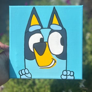 Bluey Peekaboo Canvas Painting | Hand-Painted Wall Art for Kids Room or Nursery Decor