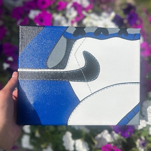 Nike-Inspirted Shoe Wall Art | Blue & White Canvas Painting