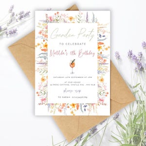 Botanischer Garten Party Einladung Vorlage | Modernes Boho Blumenmuster | Bearbeitbar Sofortiger Download | Personalisierbar | Druckbar | Kostenlose Testversion