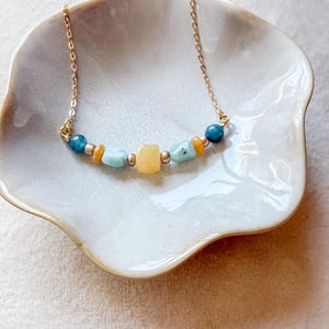 Larimar Crystal Necklace: Handmade Gold-Tone Jewelry for Confidence & Joy