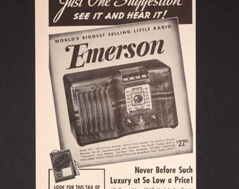1939 Emerson Radio Original Vintage Print Ad - 1940s Models
