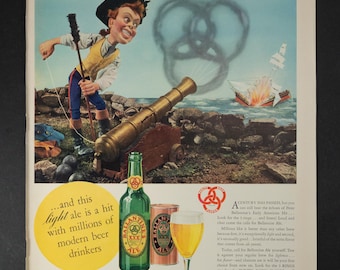1941 - Ballantine Ale - Original Vintage Color Full Page Print Ad