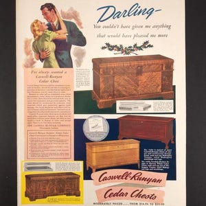 1939 Cowell-Runyan Cedar Chests - Original Vintage Full Page Color Print Ad